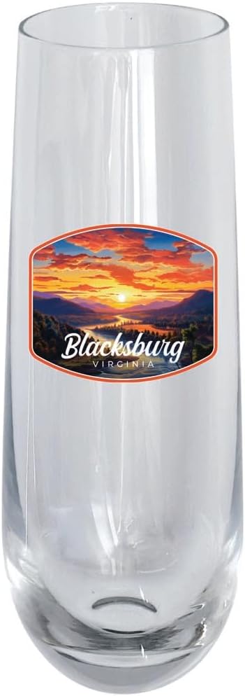 Set de 2 Copas de Champán Decoradas Blacksburg Virginia 10oz