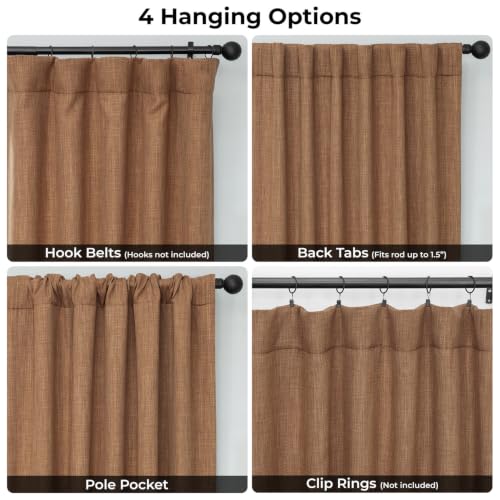 Image of HPD Half Price Drapes - Faux Linen Curtains for Living Room (1 Panel) - 50W X 120L - Textured Room Darkening Curtains for Bedroom 120 Inches Long - Drapes for Home Decor, Butterscotch