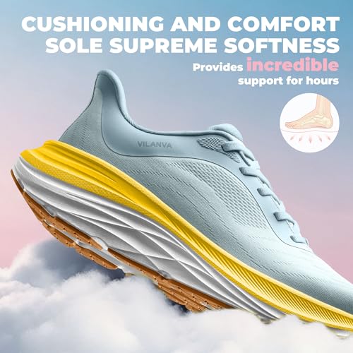 Image of Vilanva Women's Comfortable Walking Shoes Cushion Running Tennis Shoes Non-Slip Workout Gym Athletic Breathable Trendy Fashion Sneakers