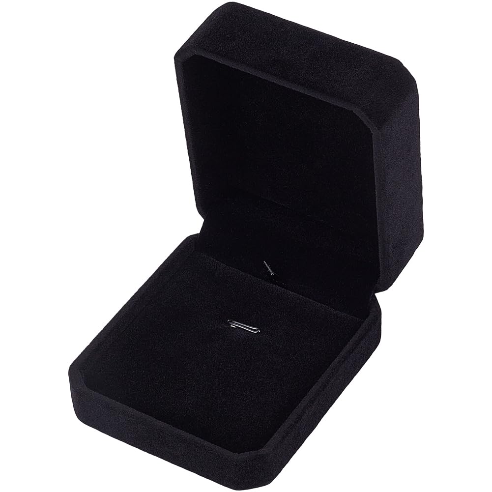 SUNNYCLUE 3 Inch Jewelry Box Black Velvet Necklace Box Single Small Travel Pendant Bracelets Display Organizer Holder Octagonal