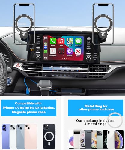 Image of Car Phone Holder for Toyota Sienna 2021 2022 2023 2024 Accessories Apply to 9 Inch Touch Screen Fixed Clip MagSafe Cell Phone Mount Hands-Free 360 Rotation