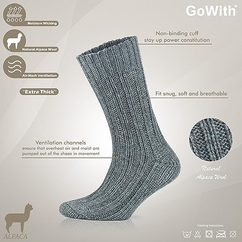 GoWith 2 Pairs Cozy Alpaca Wool Boot Socks for Men & Women, Extra Thick Loose-Fit Winter Socks3