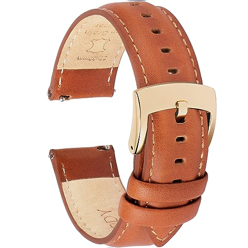Image of OTTOODY Leather Watch Bands Quick Release, Elegant Top Grain Leather Watch Straps for Men & Women, Choice of Color & Width - 18mm, 19mm, 20mm, 21mm or 22mm Wristbands Bracelet for Watch & Smartwatch