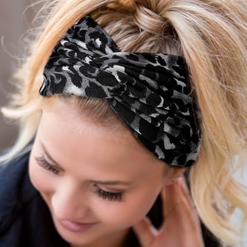 Image of DRESHOW 4 Pack Turban Headbands for Women Wide Vintage Head Wraps Knotted Cute Hair Band Accessories