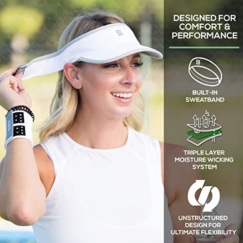 Saaka Super Absorbent Visor For Women. Premium Packaging. Running, Tennis, Golf & All Sports. Lightweight & Adjustable. White #TOP2