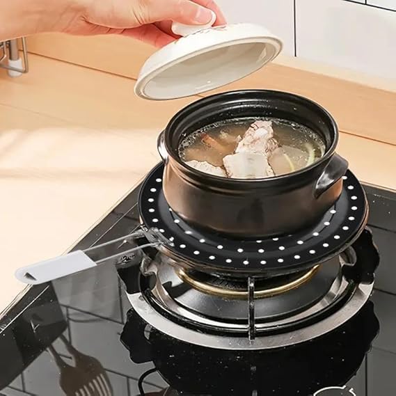 Image of Kitchen Heat Diffuser Reducer Flame Simmer Plate Frying Plate Solid Stainless Steel Heat Diffuser For Gas Stove, Nonstick Simmer Flame Arrester, Kitchen Cookware Reducer Hot Roaster Black