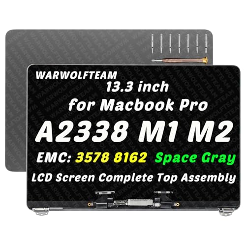Image of 13.3in Compatible with MacBook Pro A2338 M1 2020 M2 2022 EMC 3578 EMC 8162 661-12830 661-12829 661-17548 661-17549 661-15733 2560 x 1600 LCD Screen Replacement Assembly(Space Gray)