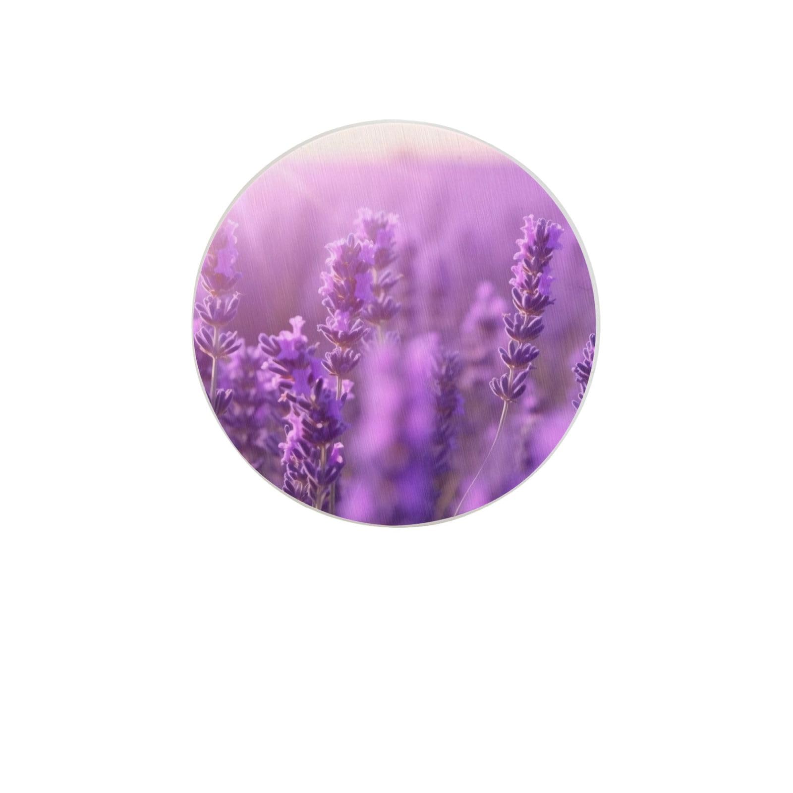 Romantic Purple Lavender Absorbent Drink Coasters Diatomaceous Round Coaster 4 Inch Reusable Cup Coasters Set 4pc
