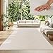 Produktbild TT Home Wohnzimmer Teppich Kurzflor Anti-Rutsch Rückseite Unifarben Modern Waschbar, Farbe:Creme, Größe:300x400 cm