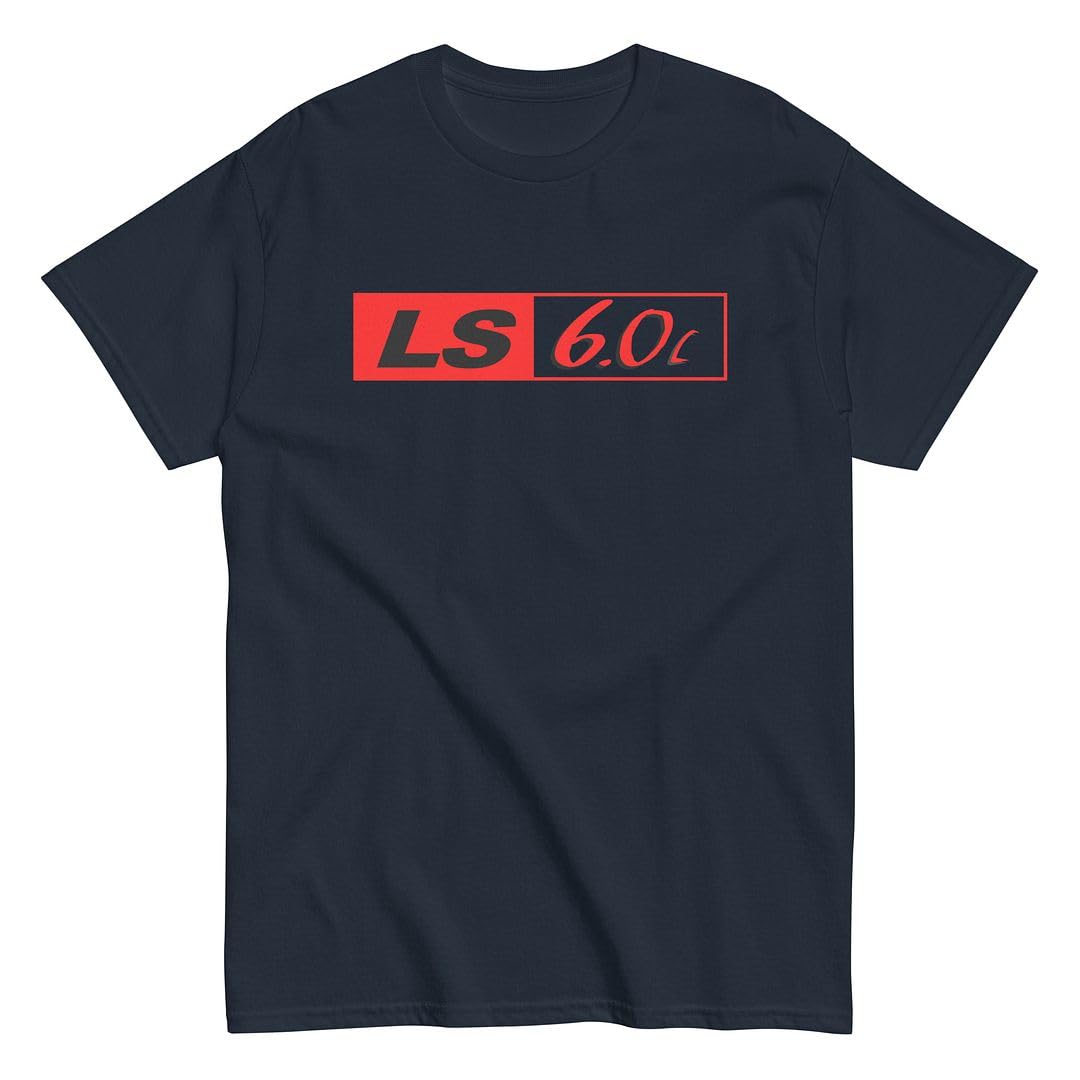 Aggressive Thread LS2 6.0 T-Shirt Mens Car Enthusiast Vortec Truck Shirt LS Swap Tee Navy