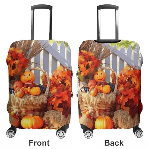 Autumn Thanksgiving Luggage Covers Tsa Approved Suitcase Cover Elastic Washable Luggage Sleeve Carry on Cover Protector Anti-Scratch Suitcase Protector Fits 19-30 Inch Case(L)3
