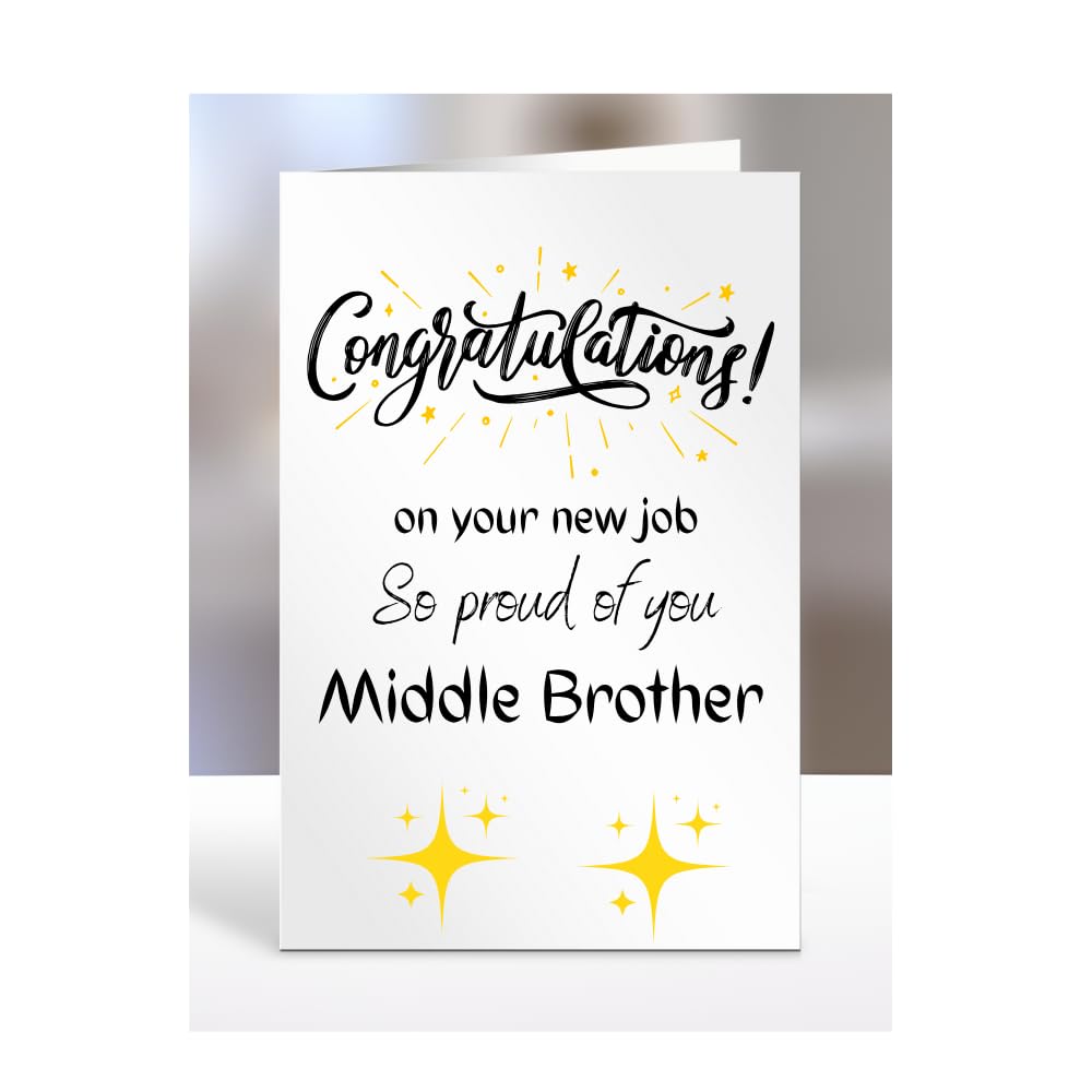 Congratulations on your new job card for Middle Brother, Gifts for Men or Women, Presents for Christmas, Greetings Card, Him, Her, Female, Male,A5-109_134 — image 1