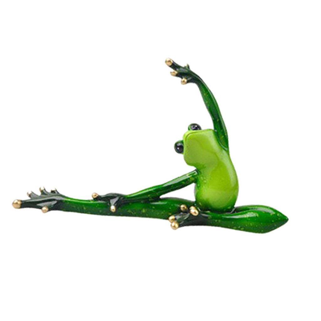 Flameer 3D Creative Decorations Frog Figurines,Cute & Funny Frogs Yoga Statues and Sculptures for Home Decor & Office Desk Decor - a