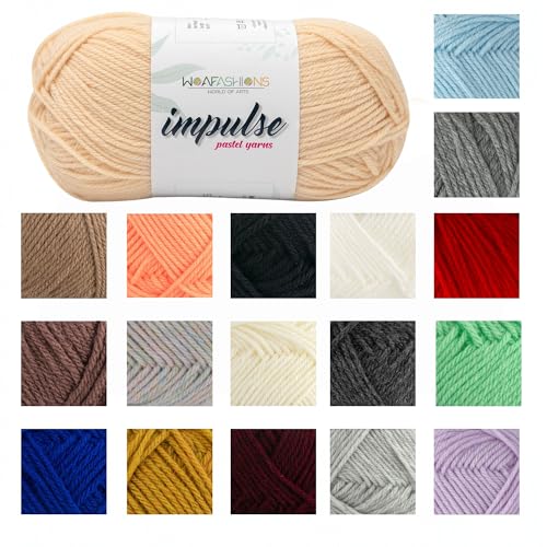 Image of WOAFashions Impulse Hand Knitting & Crochet Yarn, Premium Acrylic, 4 : Medium (Wheat) (3x100gms / 3.5oz / 200mtr / 218yds)