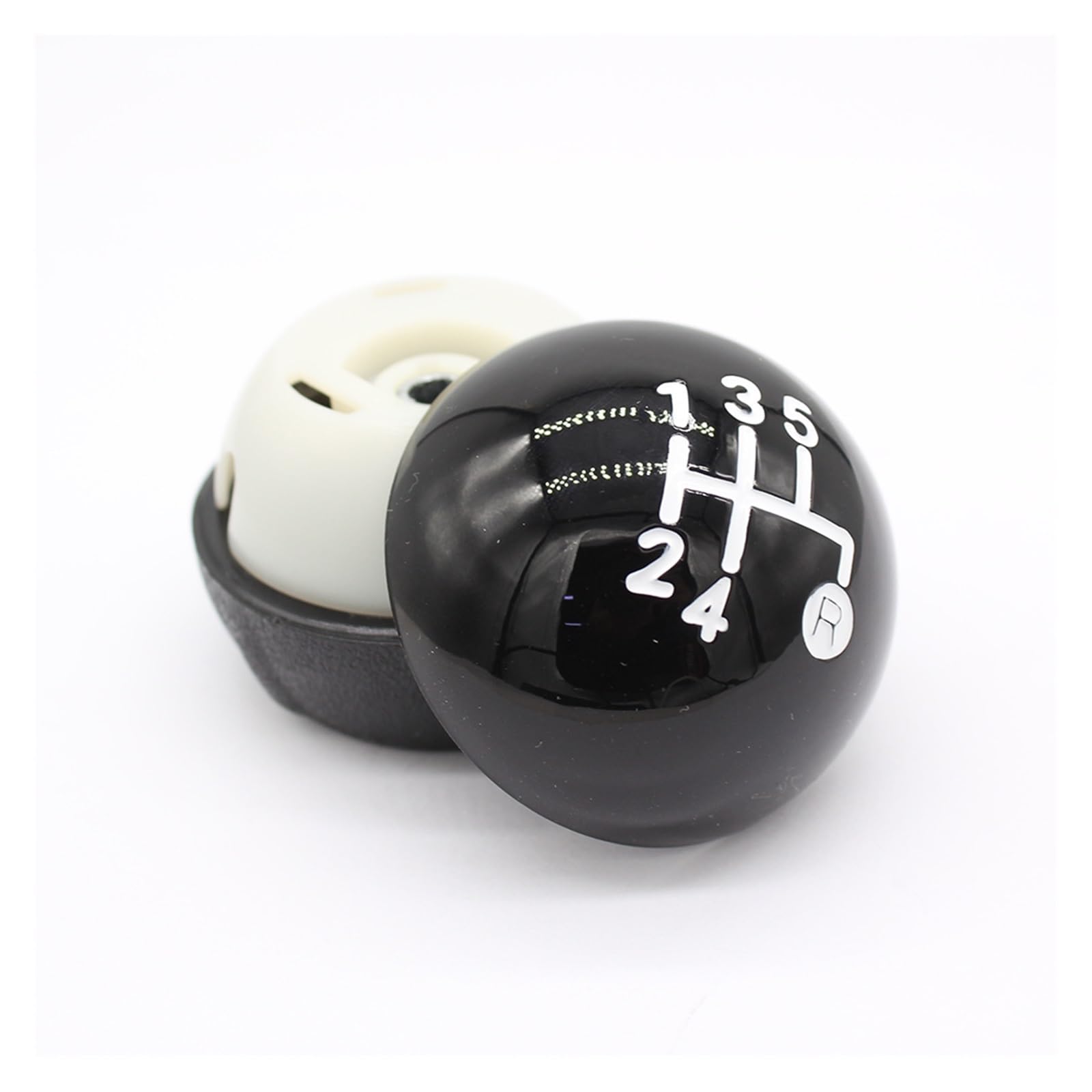 LinQianBhD Car Gear Shift Knob for Fiat 500 for 500c 2012 2013 Black Silver 5 6 Speed Car Shift Knob Gear Auto Accessories(Black 5 Speed)