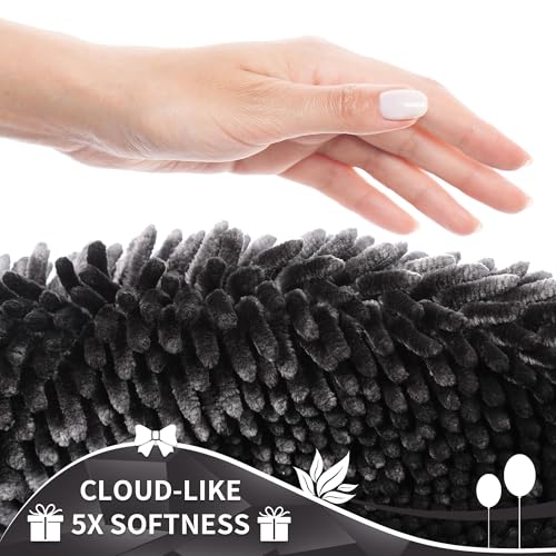 Image of Yimobra Chenille Bathroom Rugs Non Slip, Extra Thick Soft Absorbent Bath Rug 31.5x20 Inch, Machine Washable Quick Dry Bath Mat for Bathroom Floor, Tub and Shower, Home Decor Accessories, Dark Grey