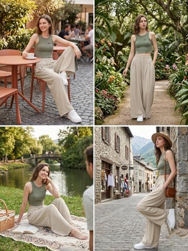 Image of GRECIILOOKS High Waist Polycotton Trousers for Women - Flared Parachute Pants with Side Pockets | Casual Travel Cargo Pants (Available in Plus Size and Value Pack)
