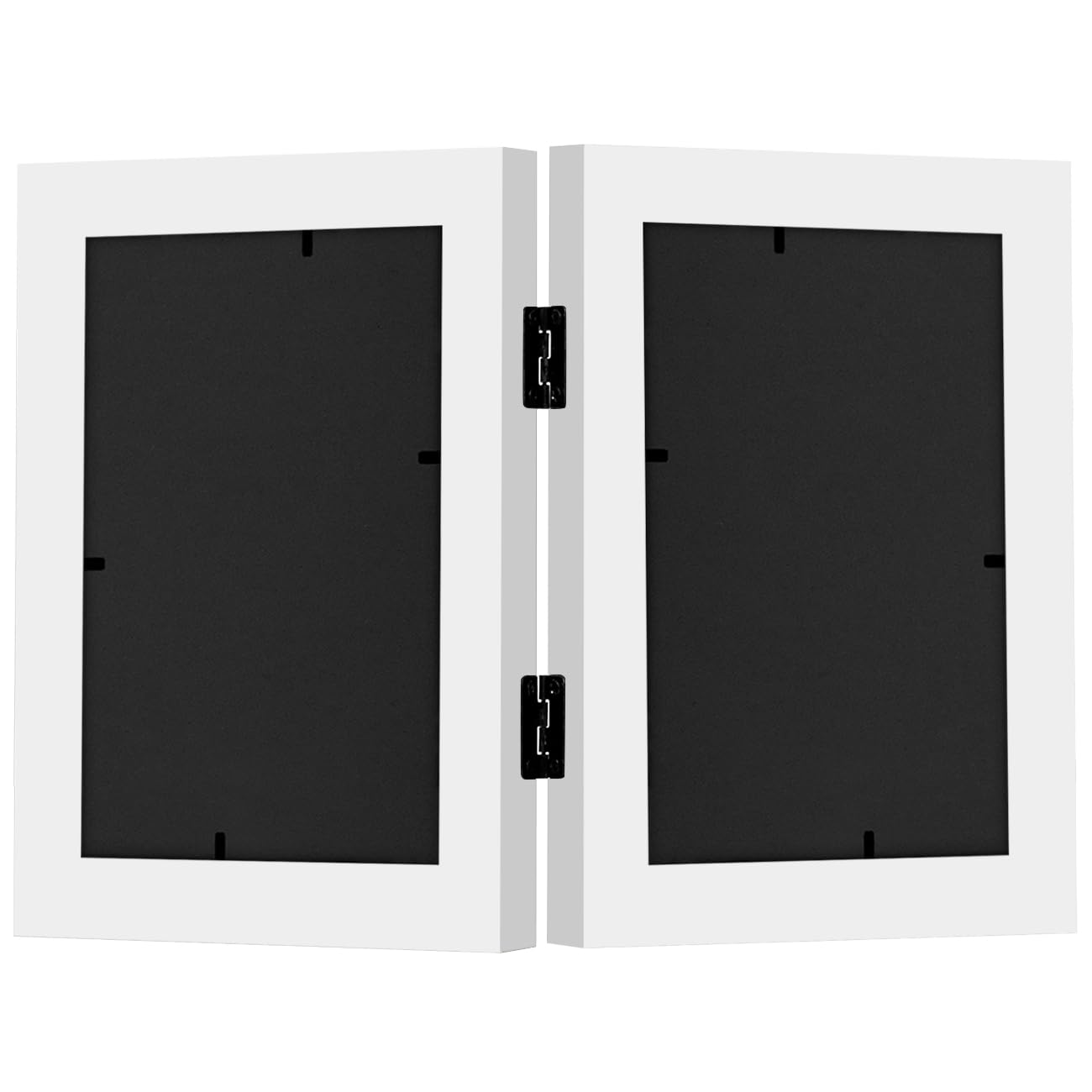 Americanflat Hinged 4x6 Picture Frame with Shatter-Resistant Glass - Signature Collection - Foldable Picture Frame for Tabletop Display - White