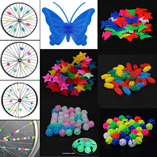image for LIOOBO 170pcs Bike Wheel Spokes Beads Clip Bicycle Decors Colorful Lum