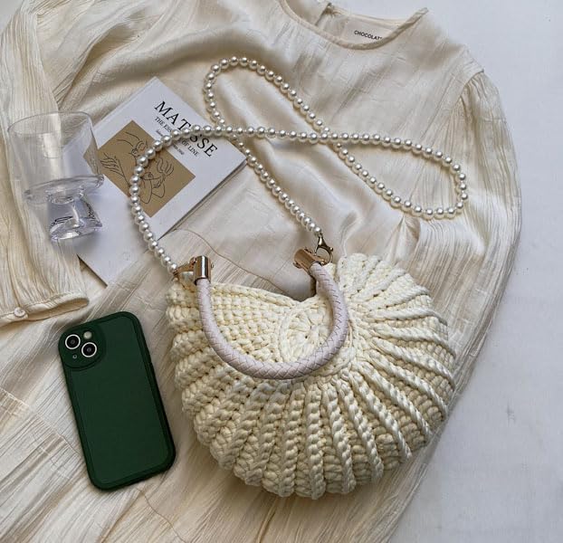 Handmade Crochet Tote Bag Seashell Purse for Women Boho Shell Handbag Crossbody Shoulder Bag Summer Beach Clutch Hobo Handbag - Image 6