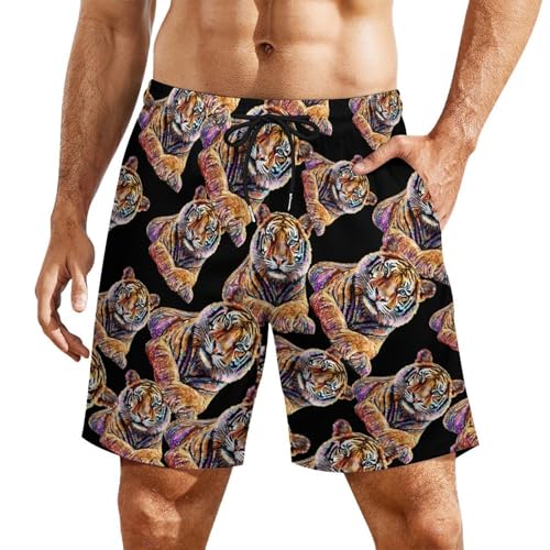 Pantalones cortos de playa de tigre con brillo de hombre que evitan la humedad