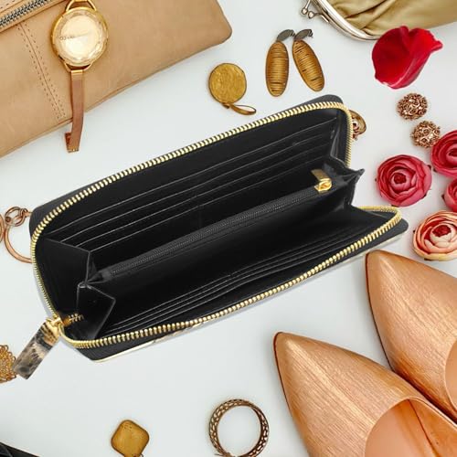 MNSRUU Womens Wallet Purses, Leopard Elephant Walk Clutch Purses for Women RFID Blocking Credit Card Holder Wallet Leather Zipper Coin Purse4