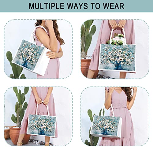 Agyg Canvas Tote Bag For Women Work Casual Large Cute Shoulder Bag Handbags Waterproof Beach Bags-Flower Oil Painting Tote Bags #TOP2