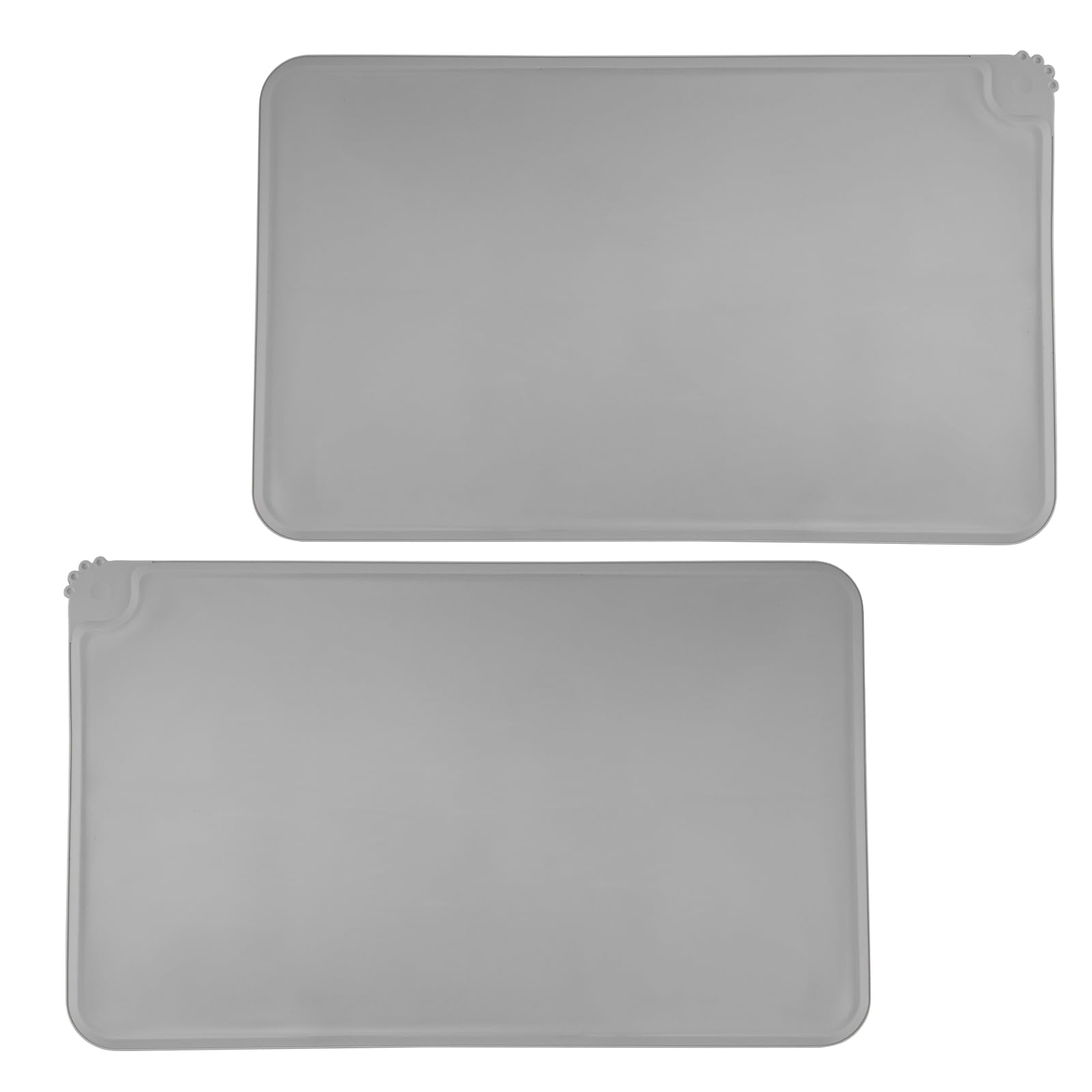 2 Stk Napfunterlage Katzen Hund Rutschfeste Silikon Unterlage, Futtermatte Katzen Hundenapf Unterlage wasserdichte Futterunterlage Katze Hund für Futternapf Fütterungsmatte mit Rand, Grau/48 x 30 cm