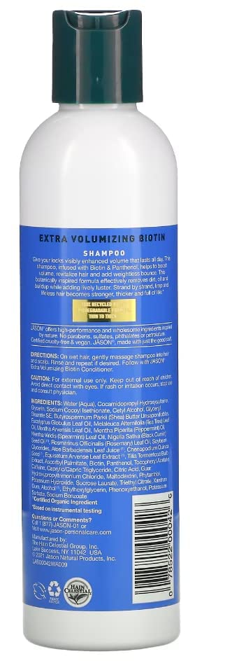 Thin to Thick Extra Volume Shampoo Jason Natural Cosmetics 8 oz Liquid