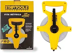 Trena Fita Métrica a Manivela Manual 50 Metros Longa de Fibra de Vidro Profissional Medição Precisa