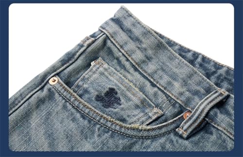 Men High Standard Regular Fit Cotton Fabric Selvedge Jeans Denim Pants Light Blue 332