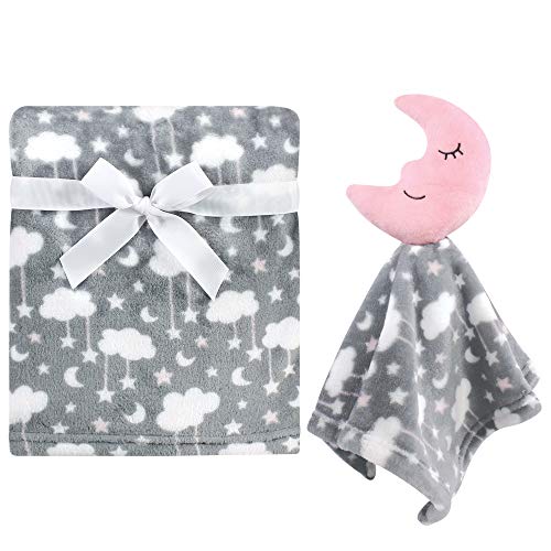 Image of Hudson Baby Unisex Baby Plush Blanket with Security Blanket, Moon Girl, One Size