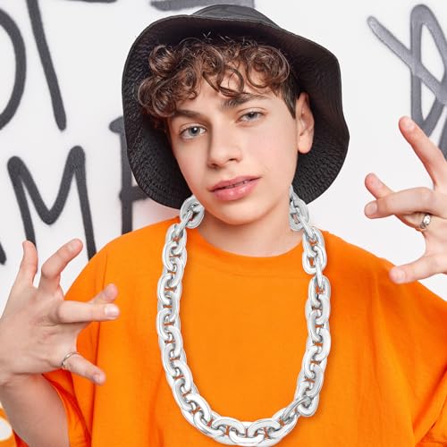 Jumbo Plastic Chain Necklace Hip Hop Rapper Gold Chain for Party Costume Accessory, 31.5Inch/35.4Inch/39.4Inch4