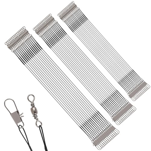 Jeffdad 60 peças de linha de líderes de pesca 17,8 cm/23 cm/28 cm, aço inoxidável líder de pesca águ