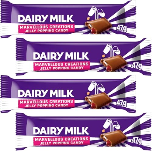 Chocolate Bar Bundle With Dairy Milk Marvellous Creations Jelly Beans Popping Candy Chocolate Bar 47g (4 Pack)