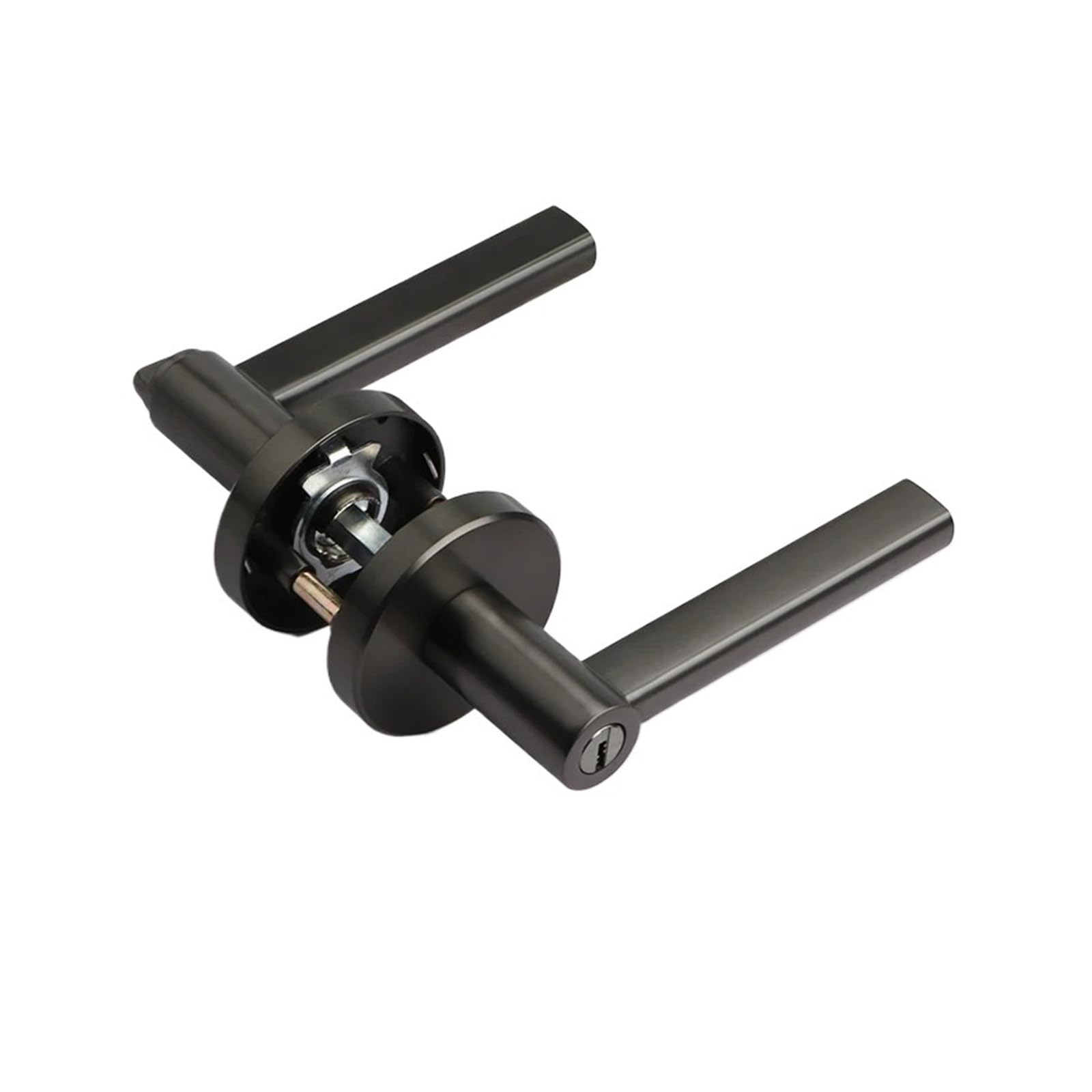 Indoor door lock with key single tongue silent handle(Gray-keyless)