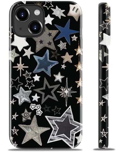 Goodon for iPhone 13 Mini Case - Wireless Charging - Dual-Layer Hard Shell & Silicone Cover - Protective Phone Case with Cute Wildflower Designs for Women - Starlight Fantasy - image 1