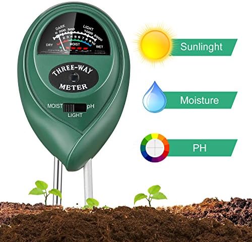 Jellas Soil Test Kit - 3 in 1 Soil pH Meter Tester Plant Moisture Sensor Meter/Light/pH Tester for Home, Garden, Lawn, Farm Promote Plants Healthy Growth - Green