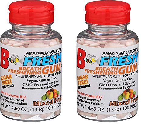 B FRESH Freshening Fruit Flavored Gum, Xylitol Gum, Natural Gum, Vegan, B12, Sugar Free, Aspartame Free, 2-Pack(200 Total Pieces)