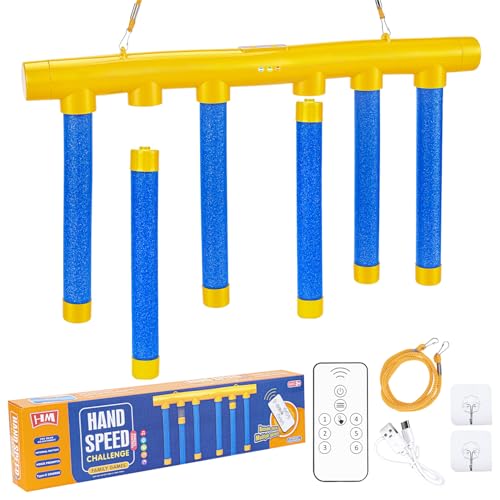 WEACFUS Reflex Drop Sticks Challenge Game - 3 Adjustable Speed Modes Hand-Eye Coordination & Reaction Training Toy Fun Catch Falling Sticks Game for Kids Adults(Yellow & Blue)
