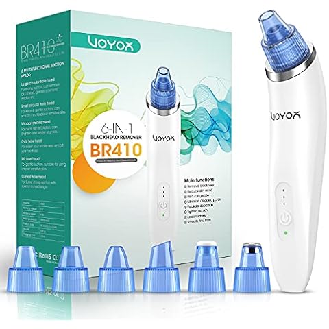 VOYOR Blackhead Remover Vacuum Suction Facial Pore Cleaner Electric Acne Comedone Extractor Kit with 6 Microcrystalline Head for Women and Men Black Heads Extraction BR410 Cover
