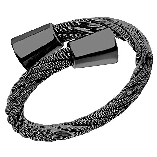 555Jewelry Stainless Steel Twisted Cable Adjustable Open Ring for Women & Ladies