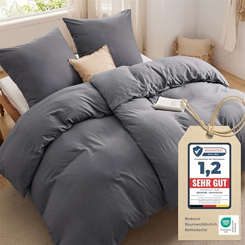 BEDSURE Bettwäsche 135x200 4teilig Bettbezug - Weiche Baumwollähnlich Bettwäsche-Set 135 x 200 cm 2er Set mit 2 Kissenbezüge 80x80 cm, ÖKO-TEX...