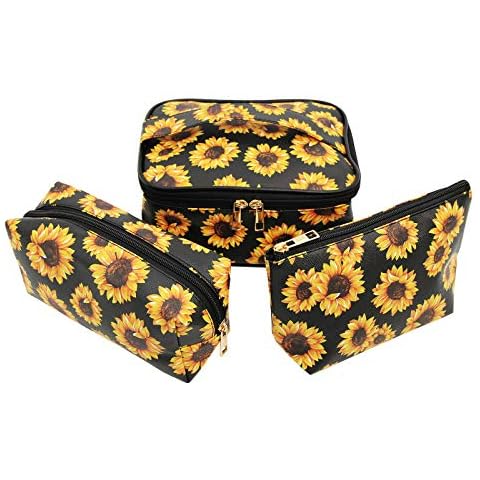 WONSAMAM 3 Pack Makeup Bag Organizer Travel Cosmetic Bags Small Large Make Up Pouch for Women Beauty Cute Purse Cover