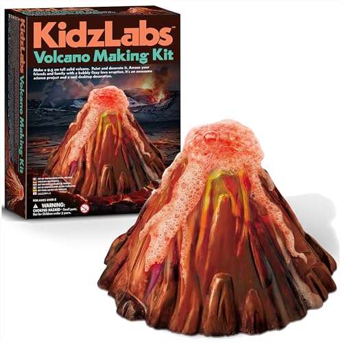 4M Kidz Labs Volcano Making Kit, Science Kit for Boys and Girls Ages 8+, Mould & Decorate a Volcano and Watch It Fizz, Orange - Image 2