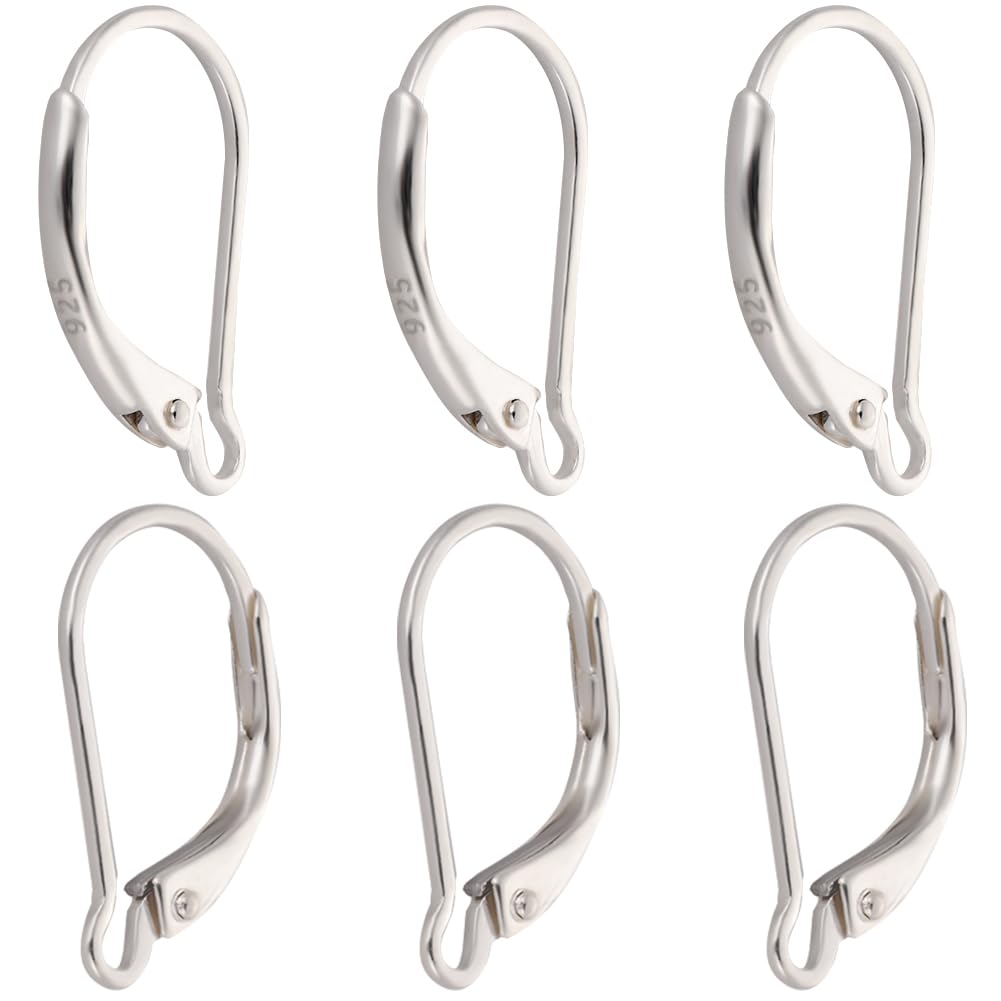 Beebeecraft 10 Pz/Scatola 925 Fili per Orecchie in Argento Sterling A Forma di V 37mm Ganci per Orecchino A Goccia per Risultati Fai da Te (Filo 0.6mm