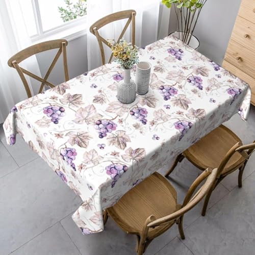 Tizhweqo Mantel Mesa Rectangular Uvas, Manteles Antimanchas Fruta, 3D Impresión Mantel Impermeable Lavable para Cocina Salón Comedor, 140x200 cm Q.P2236