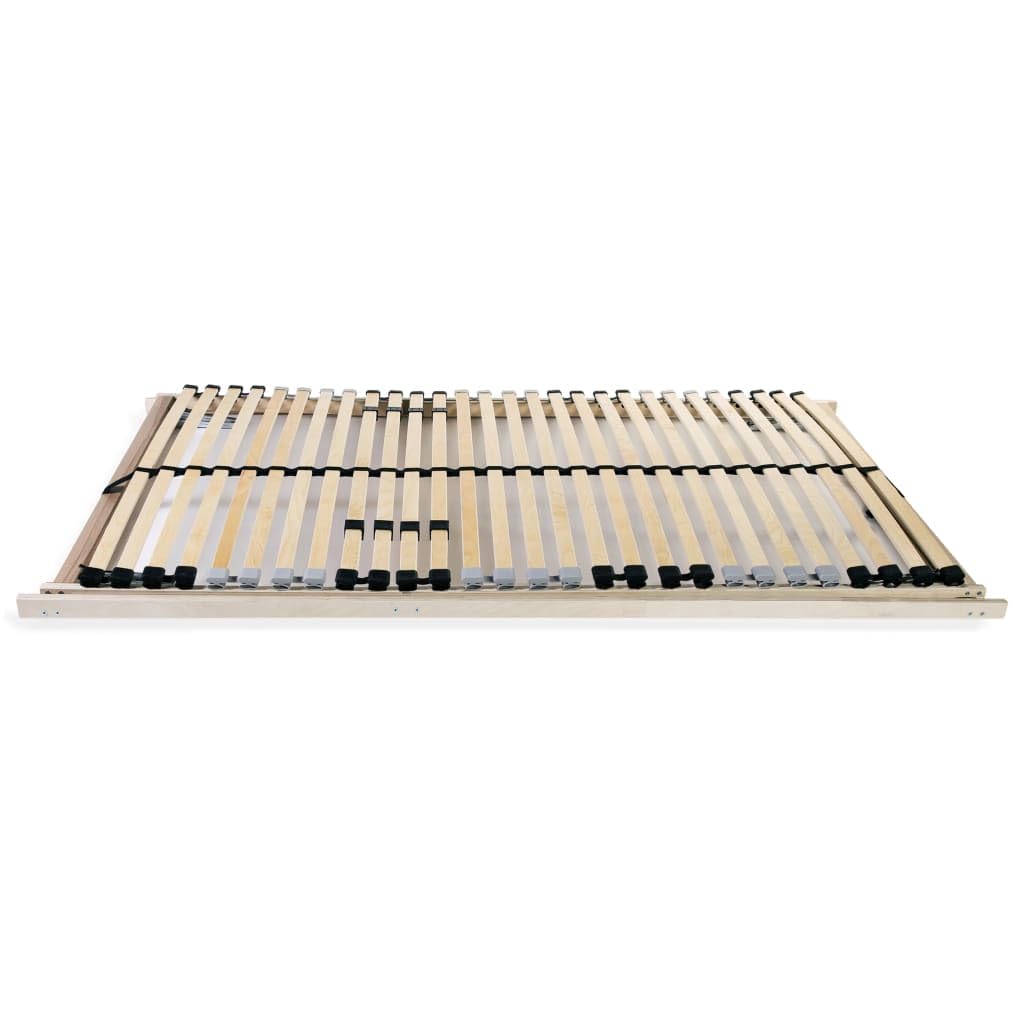 Stelaż z 28 listwami 7-strefowymi, 90 x 200 cm, rama z drewna bukowego, listwy z drewna brzozowego, regulowany zagłówek łóżka, 4 podwójne listwy, regulowany obszar centralny, zaślepki