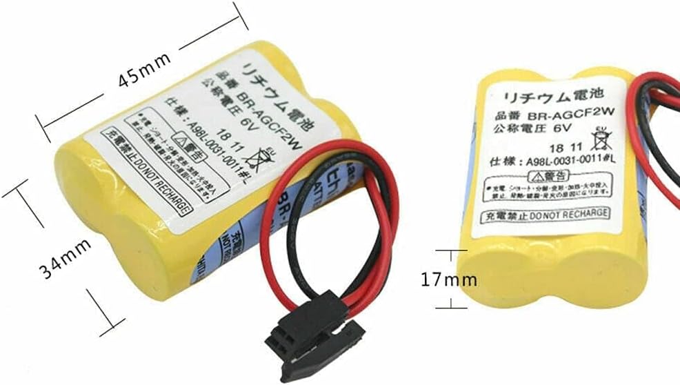 5-Pack BR-AGCF2W 6V 2200mAH Lithium Battery/A98L-0031-0011 for FANUC BR-AGCF2W Lithium Battery with Black Plug