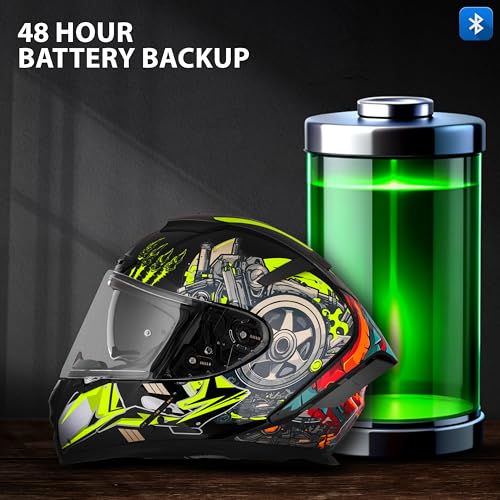 Image of Steelbird SBH-32 Trickster Bluetooth ISI and Dot Certified Full Face Helmet for Men and Women with Inner Smoke Sun Shield
